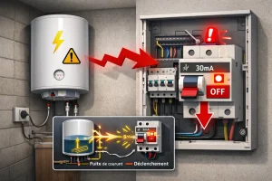 Schéma explicatif d’un chauffe-eau électrique provoquant la disjonction du tableau électrique dans un logement