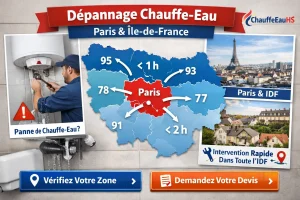 Intervention chauffe-eau en Île-de-France : Paris et 8 départements couverts